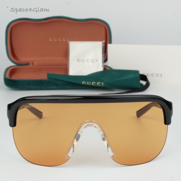BRAND NEW Gucci GG1645S 005 Black Orange Unisex Mask Sunglasses GG 1645S - Picture 2 of 14